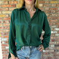 1990s Emerald Green Silk Blouse