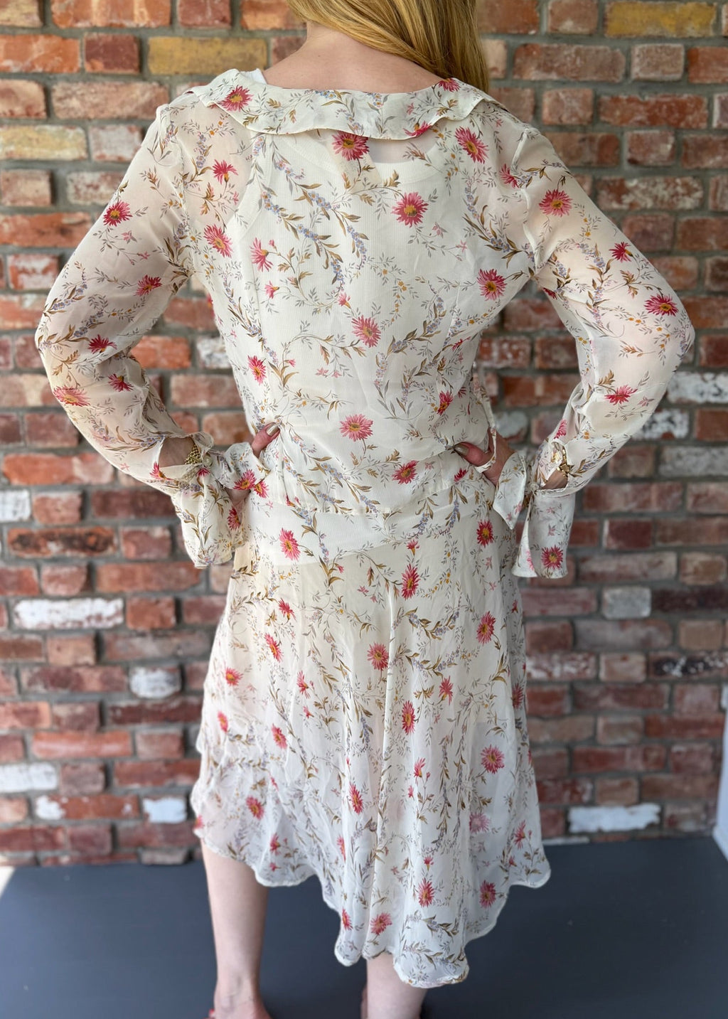 1970s Sheer Floral Midi Day Dress