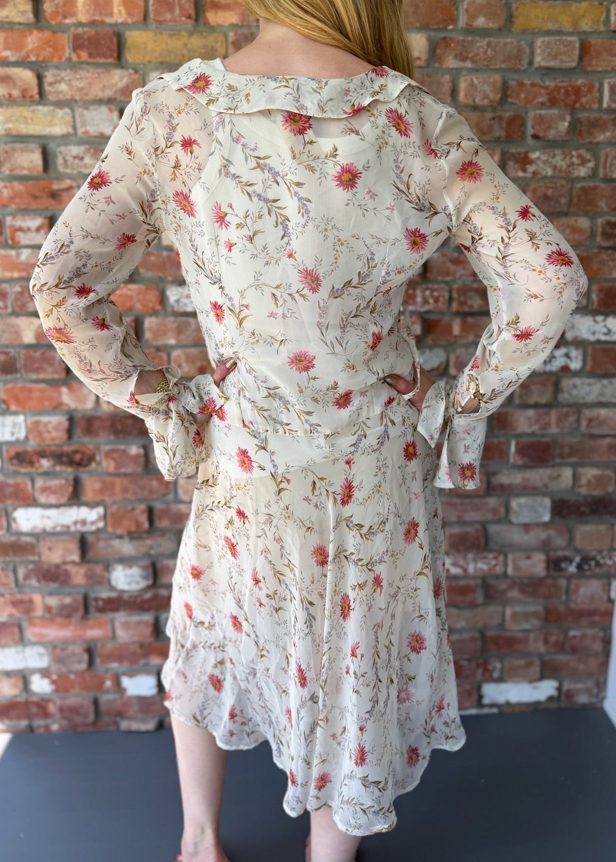 1970s Sheer Floral Midi Day Dress