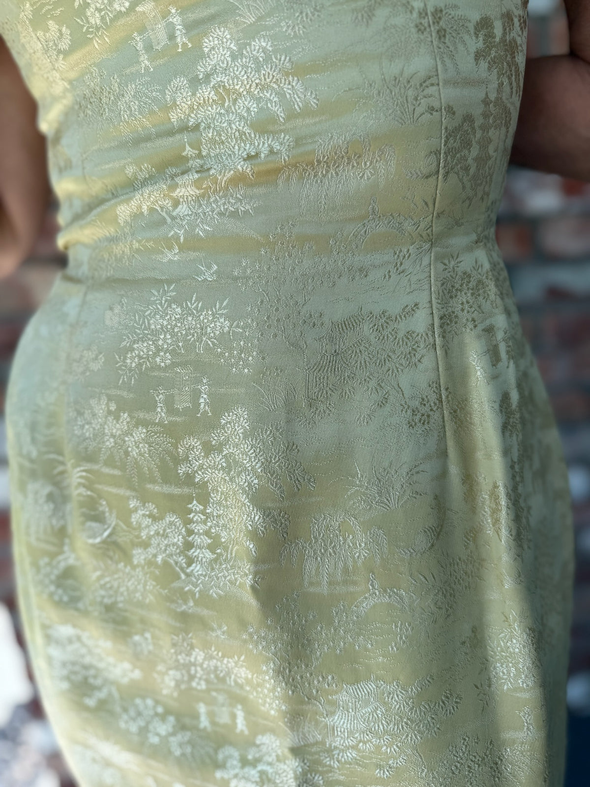 1950s-1960s Gold Asian Brocade Cocktail Dress