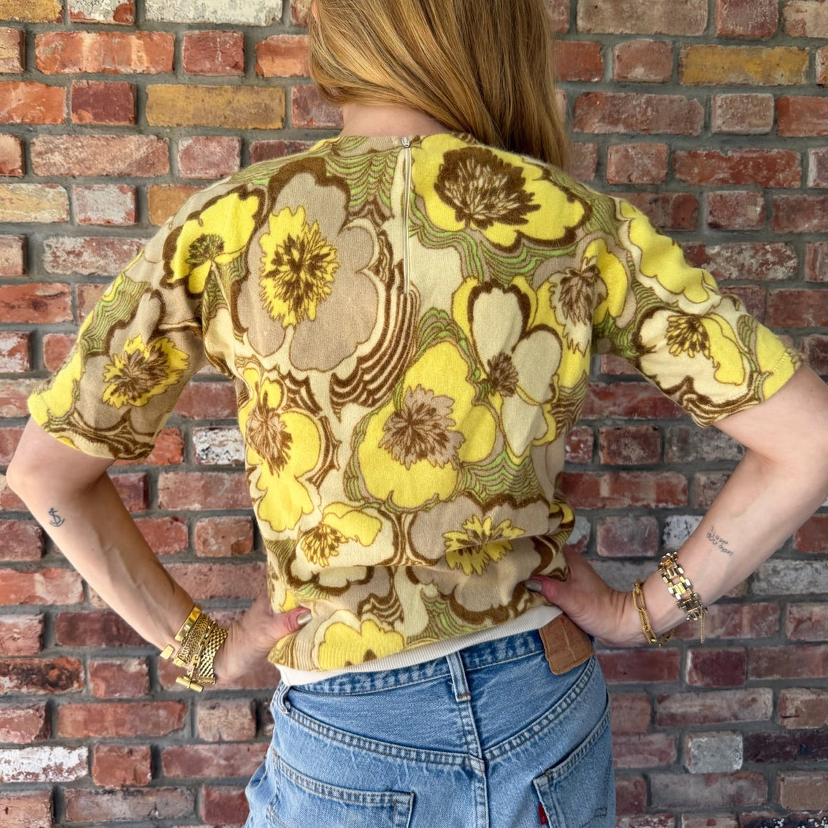 1960s-1970s Floral Angora Knit Top