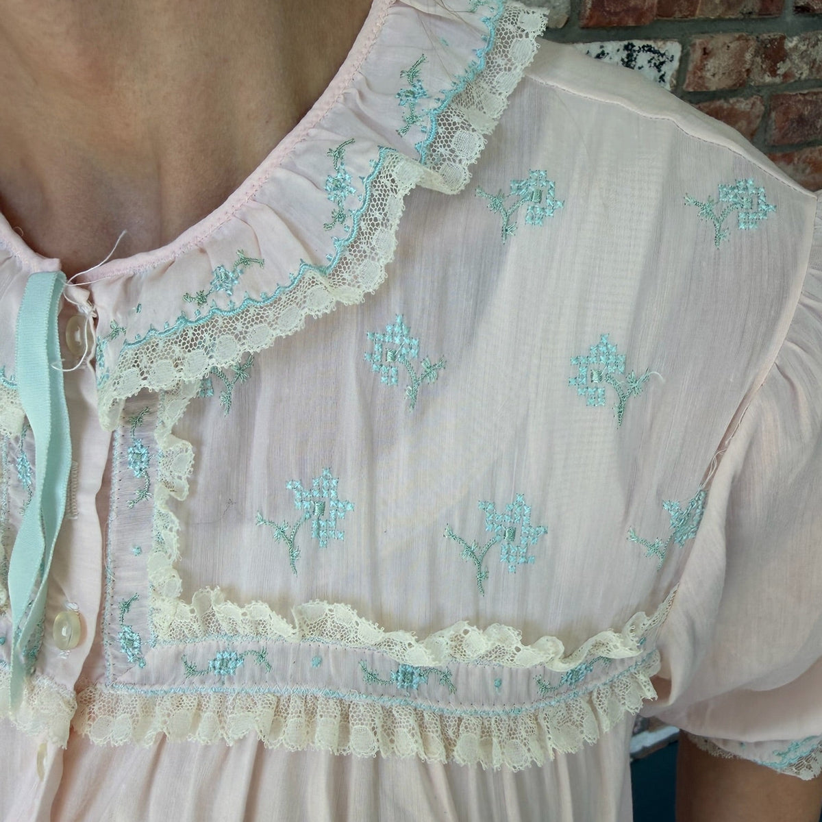 1940s-1950s Pink Sheer Bed Jacket Blouse