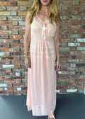 1950s to 1960s Peach Slip Gown with Lace Trim