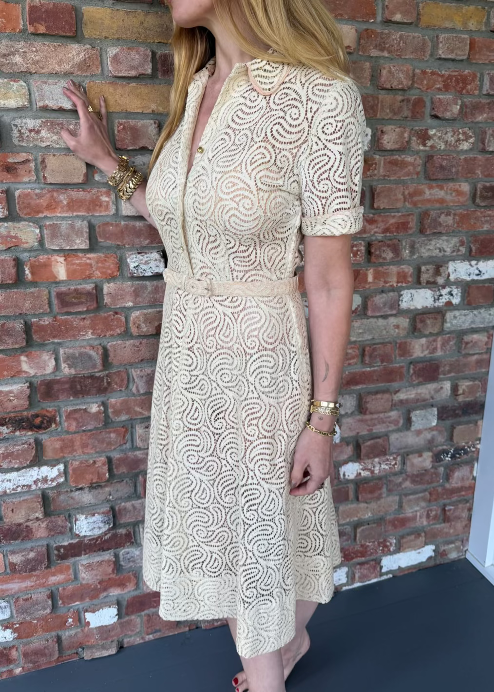 1950s Cream Lace Midi Dress