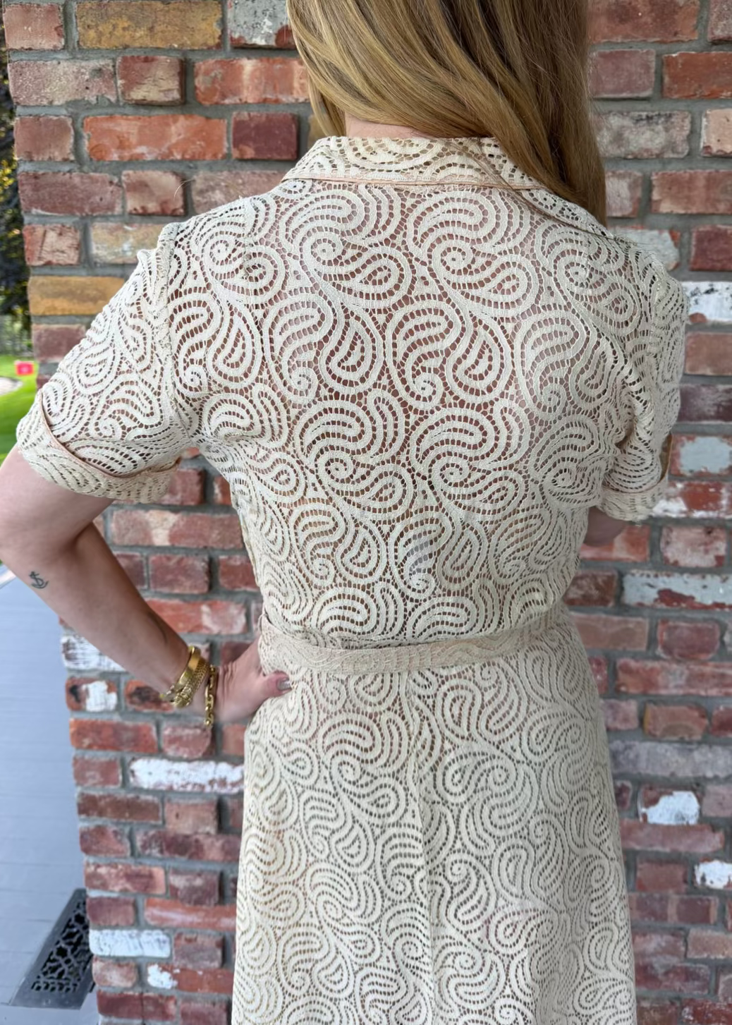 1950s Cream Lace Midi Dress