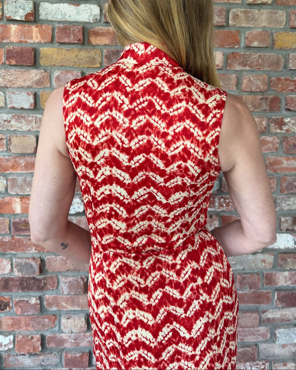 1990s Long Red Cheongsam Dress