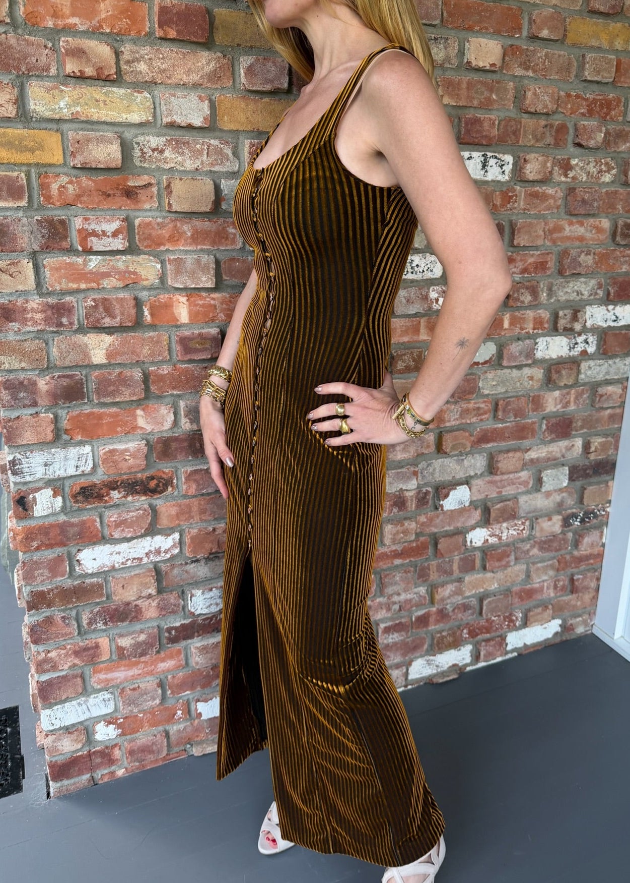 1990s Plein Sud Brown Velvet Dress