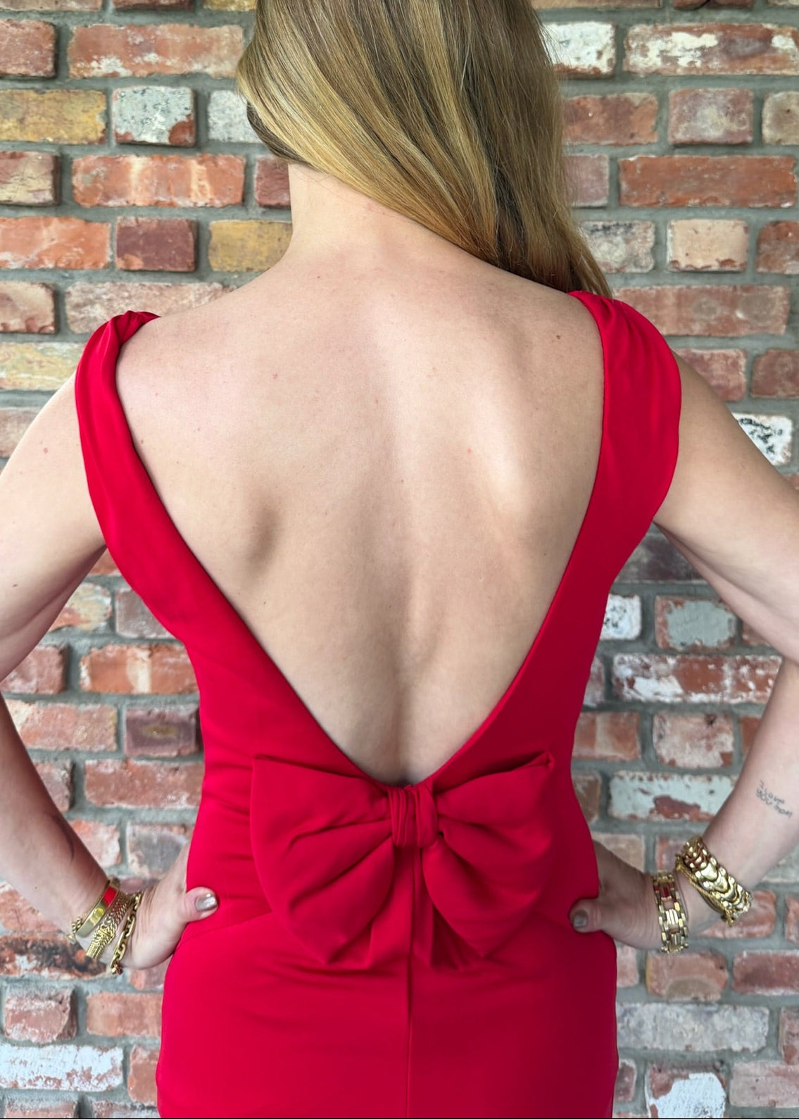 Early 2000s Badgley Mischka Red Mermaid Gown
