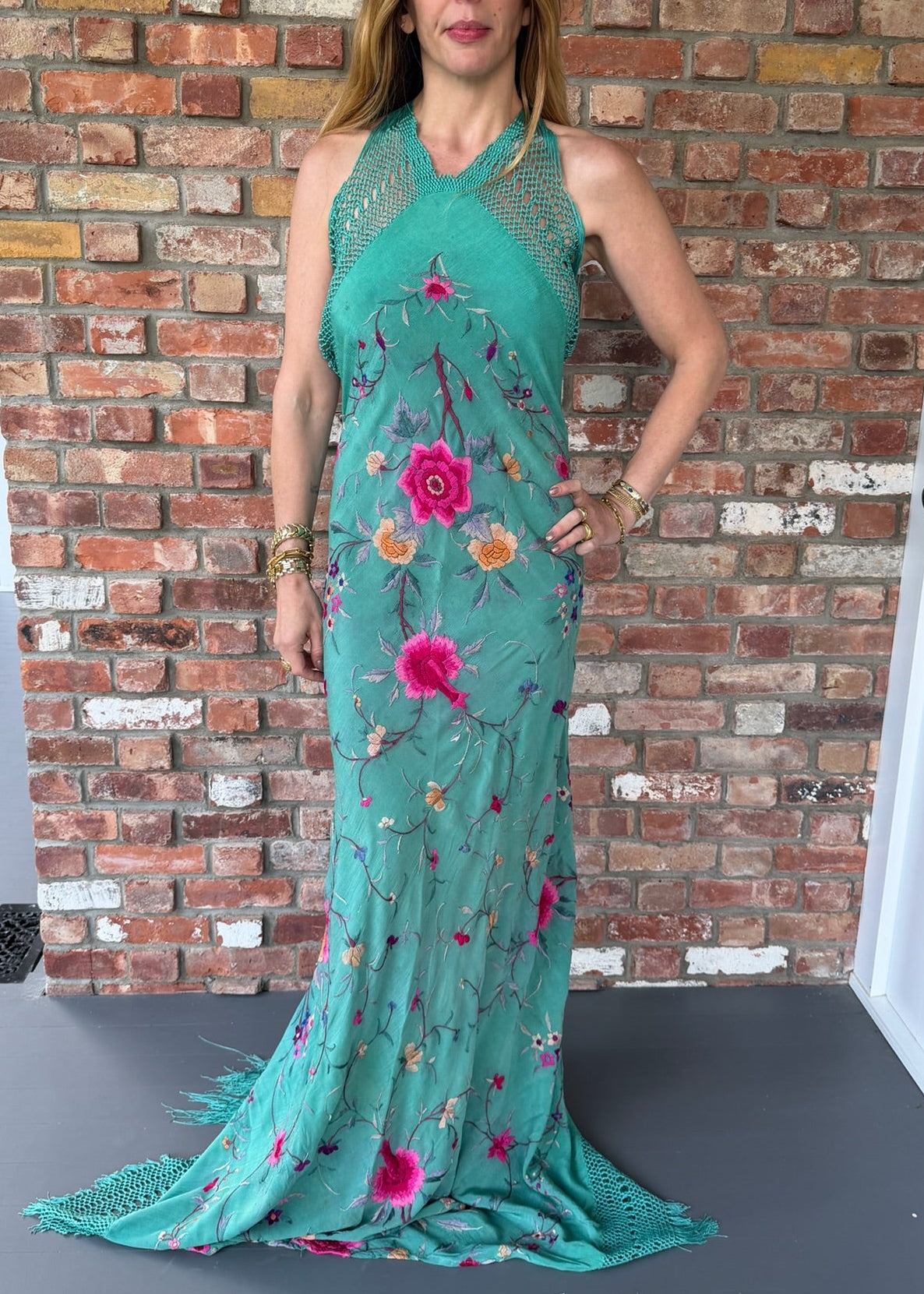 Dress Upcycled from Antique Piano Shawl