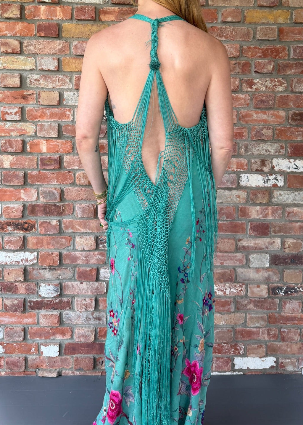 Dress Upcycled from Antique Piano Shawl