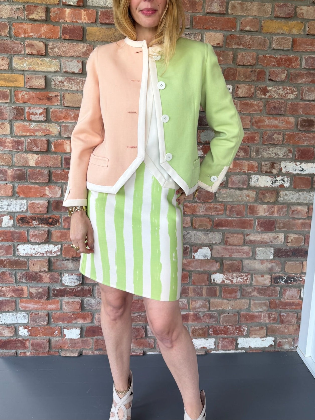 Late 1980s - Early 1990s Bill Blass Color-Block Dress & Jacket Set