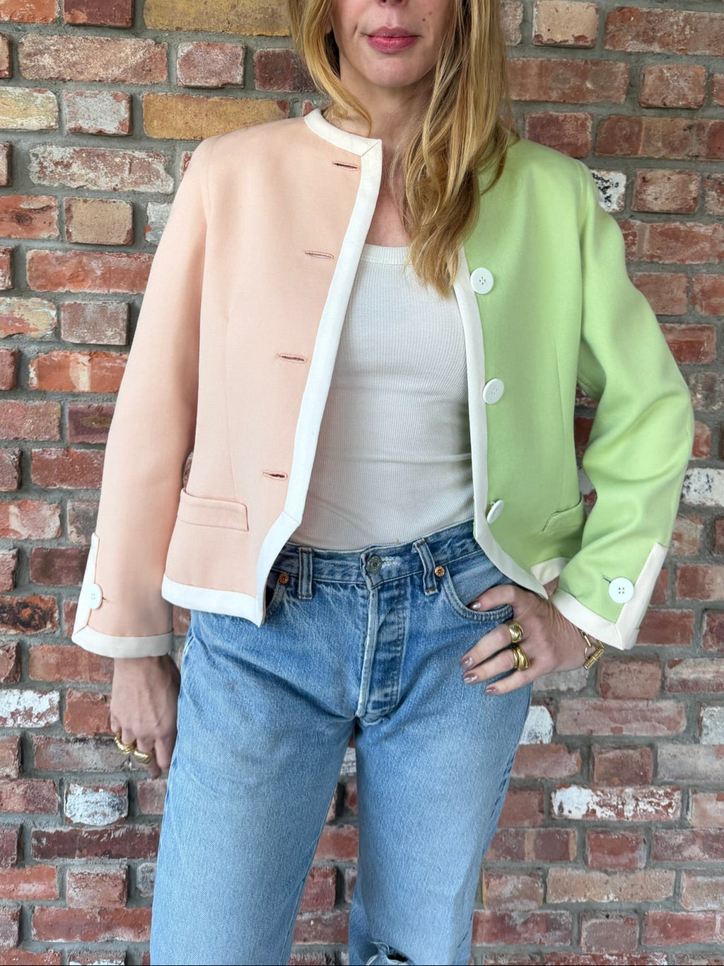 Late 1980s - Early 1990s Bill Blass Color-Block Dress & Jacket Set