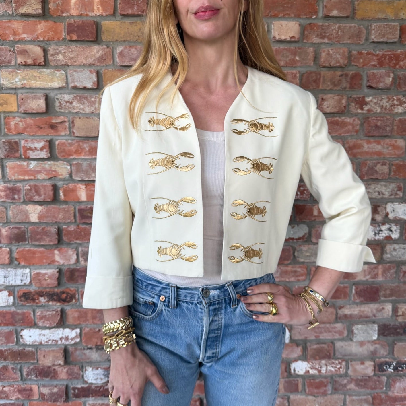 Late 1980s - Early 1990s Moschino Cropped Jacket with Lobster Motif