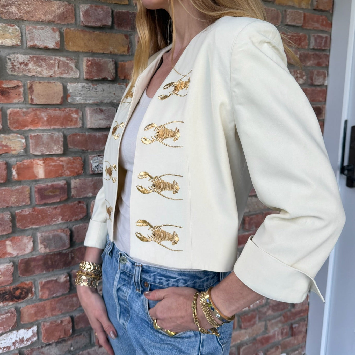 Late 1980s - Early 1990s Moschino Cropped Jacket with Lobster Motif