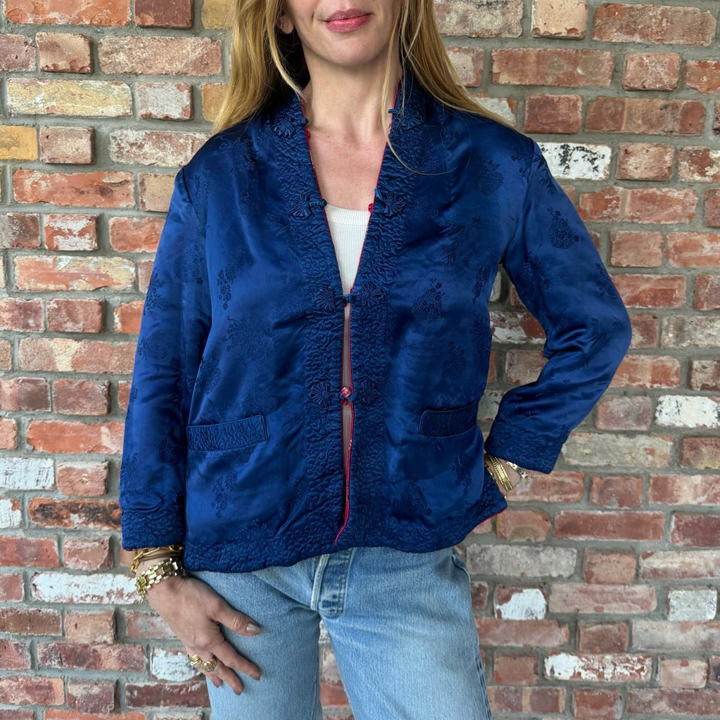 Reversible Raspberry/Navy Chinoiserie Jacket