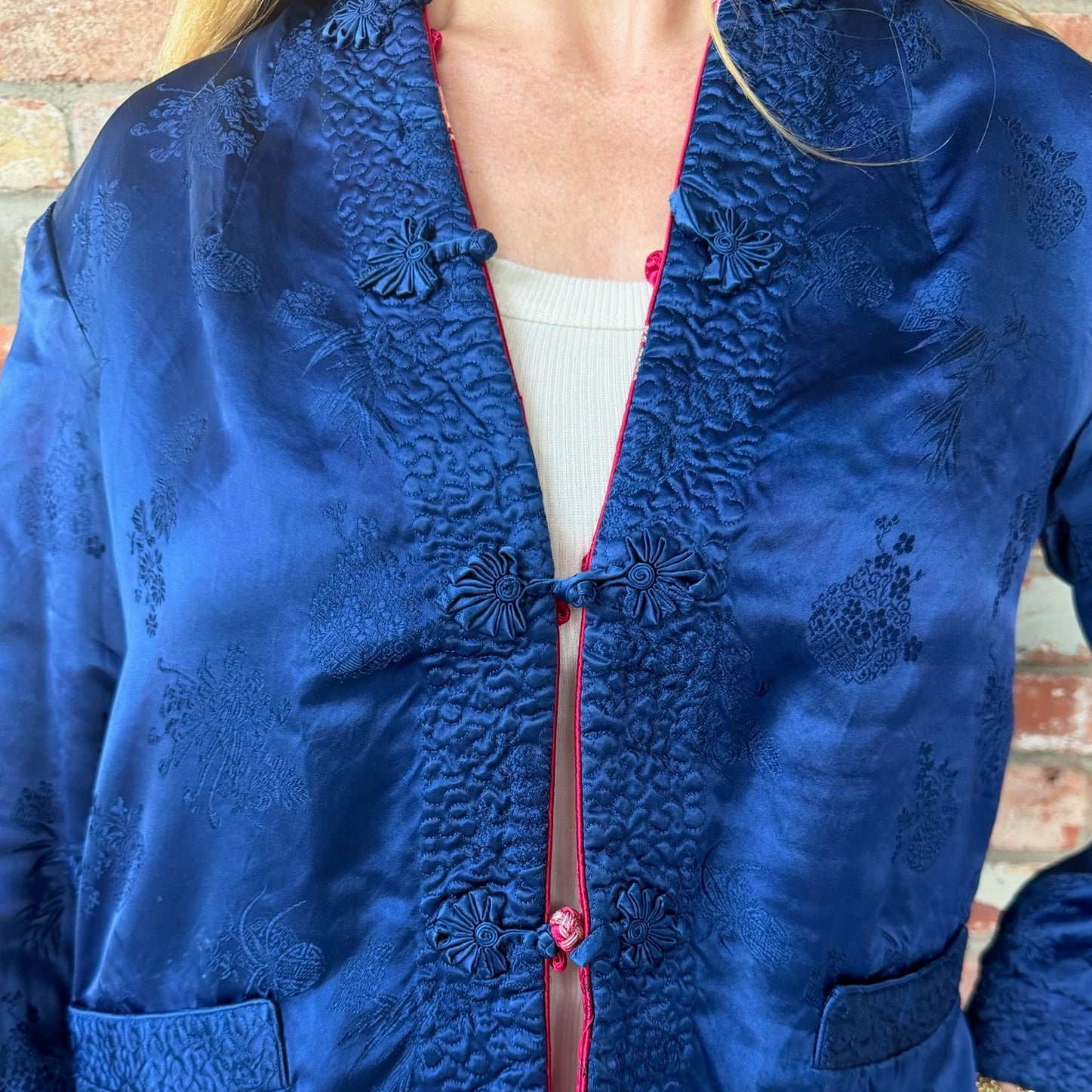 Reversible Raspberry/Navy Chinoiserie Jacket