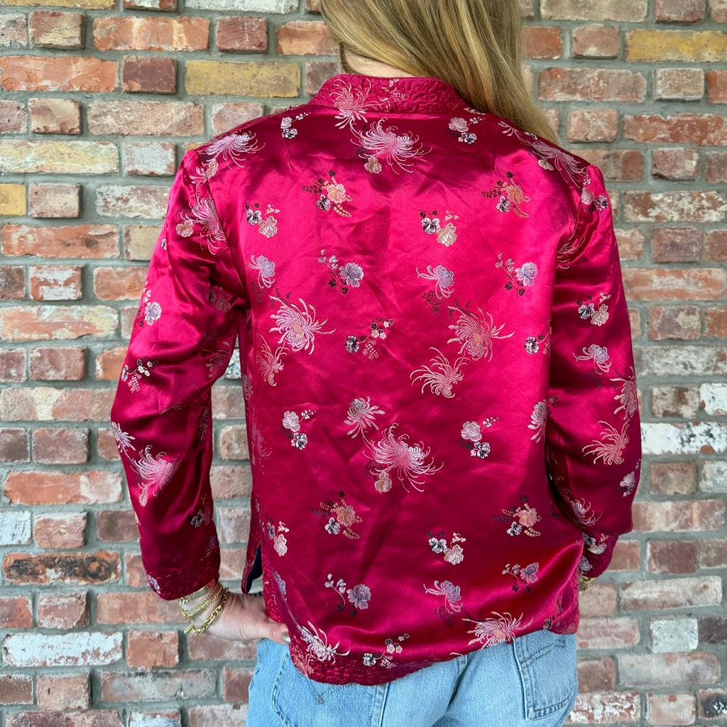 Reversible Raspberry/Navy Chinoiserie Jacket