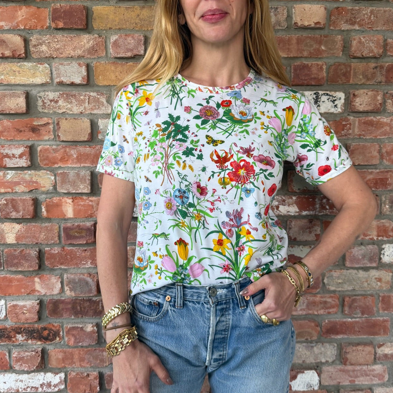 Late 1960s - Early 1970s Gucci Flora Print T-shirt