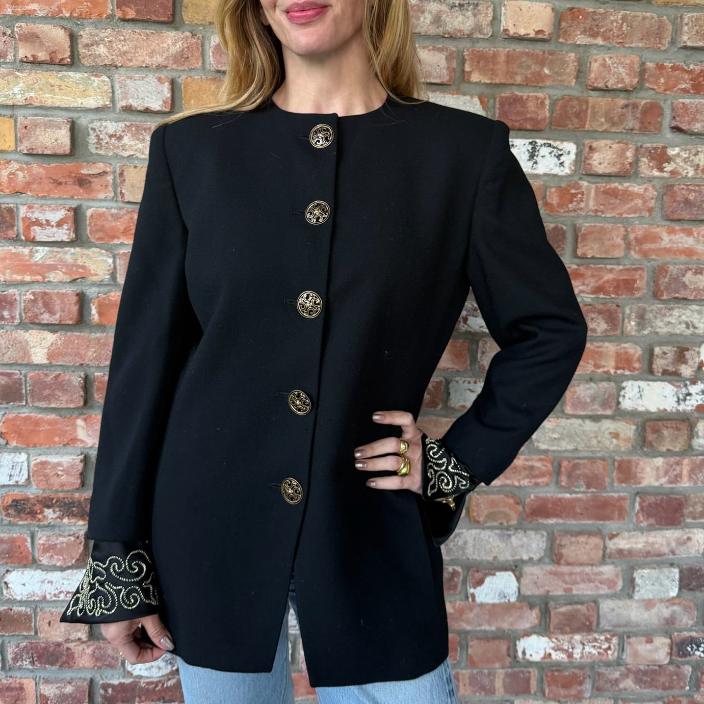 1980s Christian Dior Black Skirt Suit Set