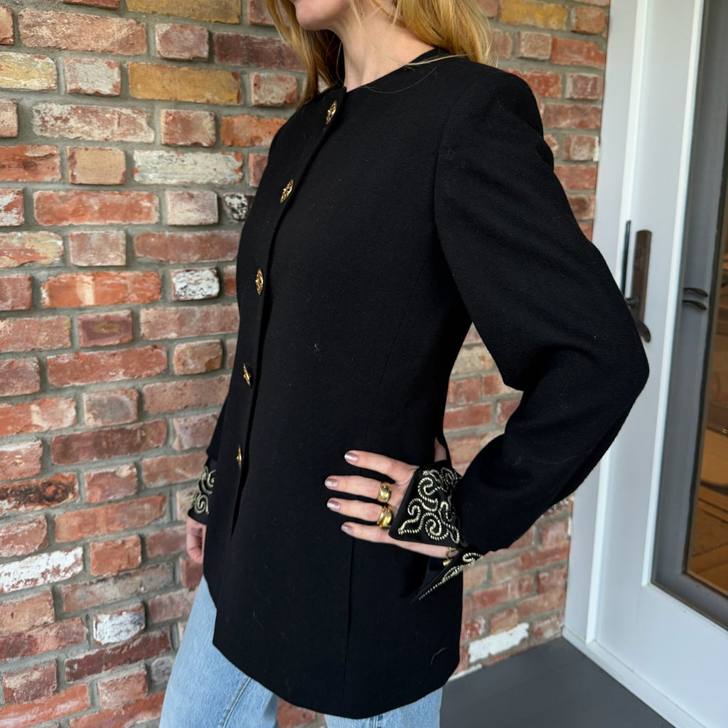 1980s Christian Dior Black Skirt Suit Set