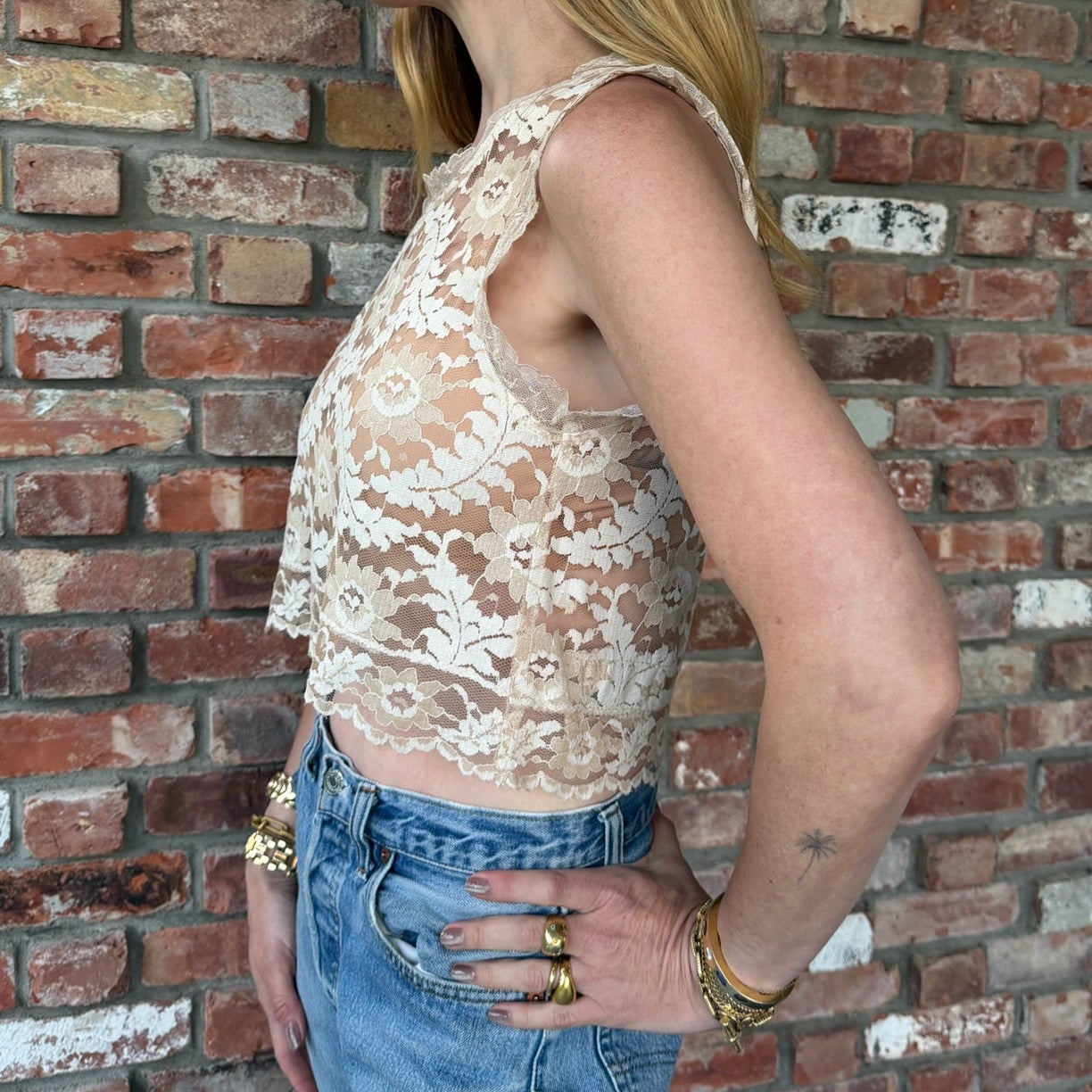 Upcycled Cream Lace Tank Top by Casa Grace