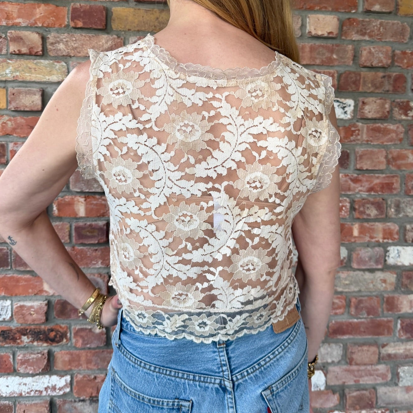 Upcycled Cream Lace Tank Top by Casa Grace