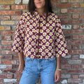 Late 90s to Early 2000s Miu Miu Burgundy Floral Jacket
