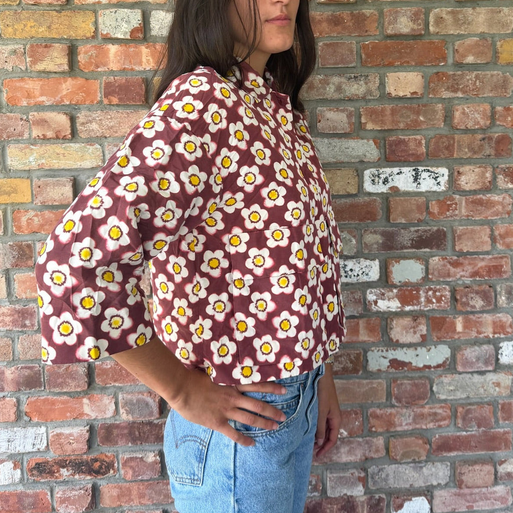 Late 90s to Early 2000s Miu Miu Burgundy Floral Jacket