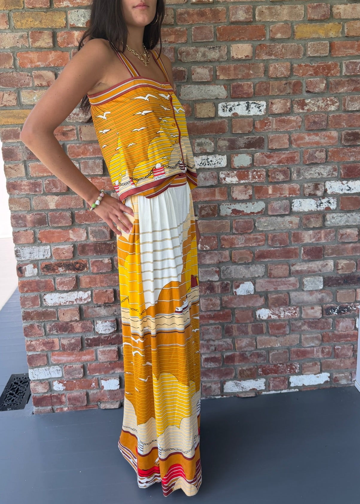 1970s Paganne By Gene Berk Mustard Tank + Skirt Set
