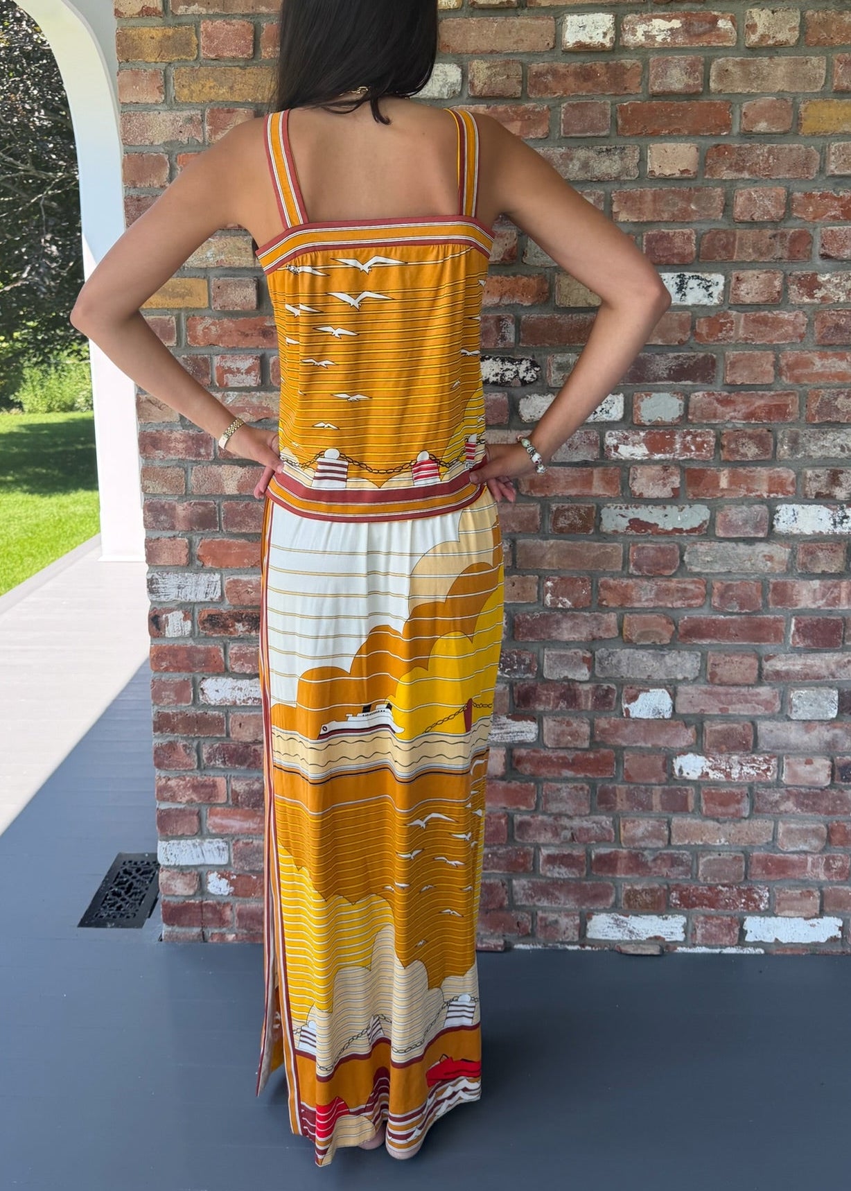1970s Paganne By Gene Berk Mustard Tank + Skirt Set