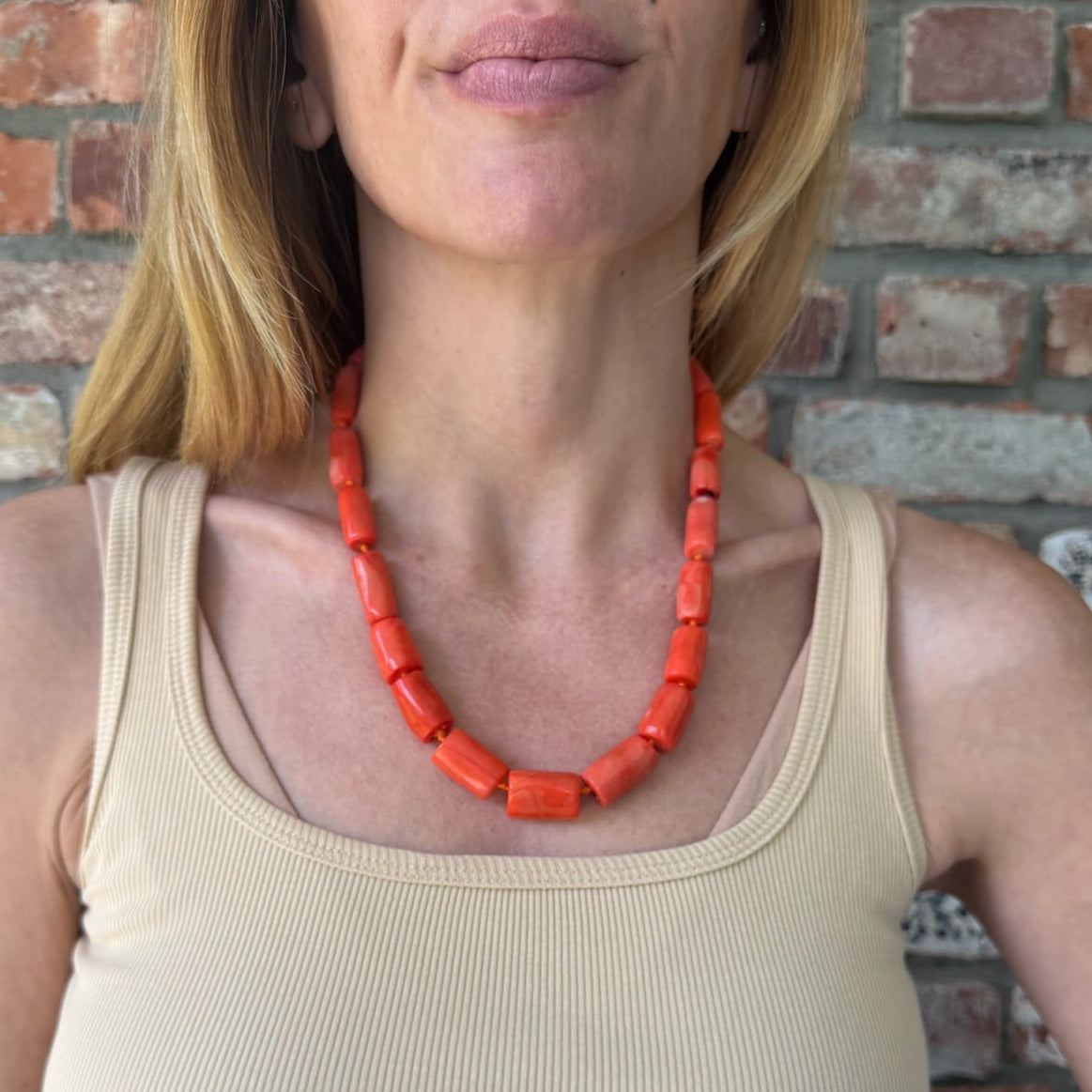1950s to 1960s Large Coral Beaded Necklace