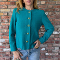 Late 1980s to Early 1990s St. John Turquoise Knit Jacket
