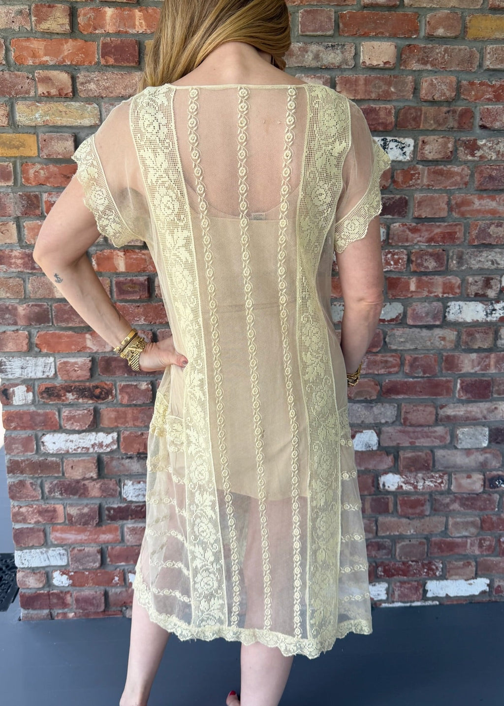 1920s Cream French Lace Dress