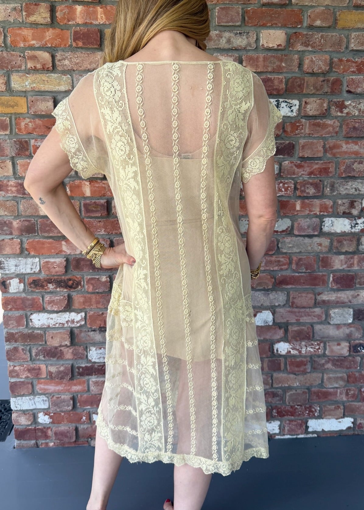 1920s Cream French Lace Dress