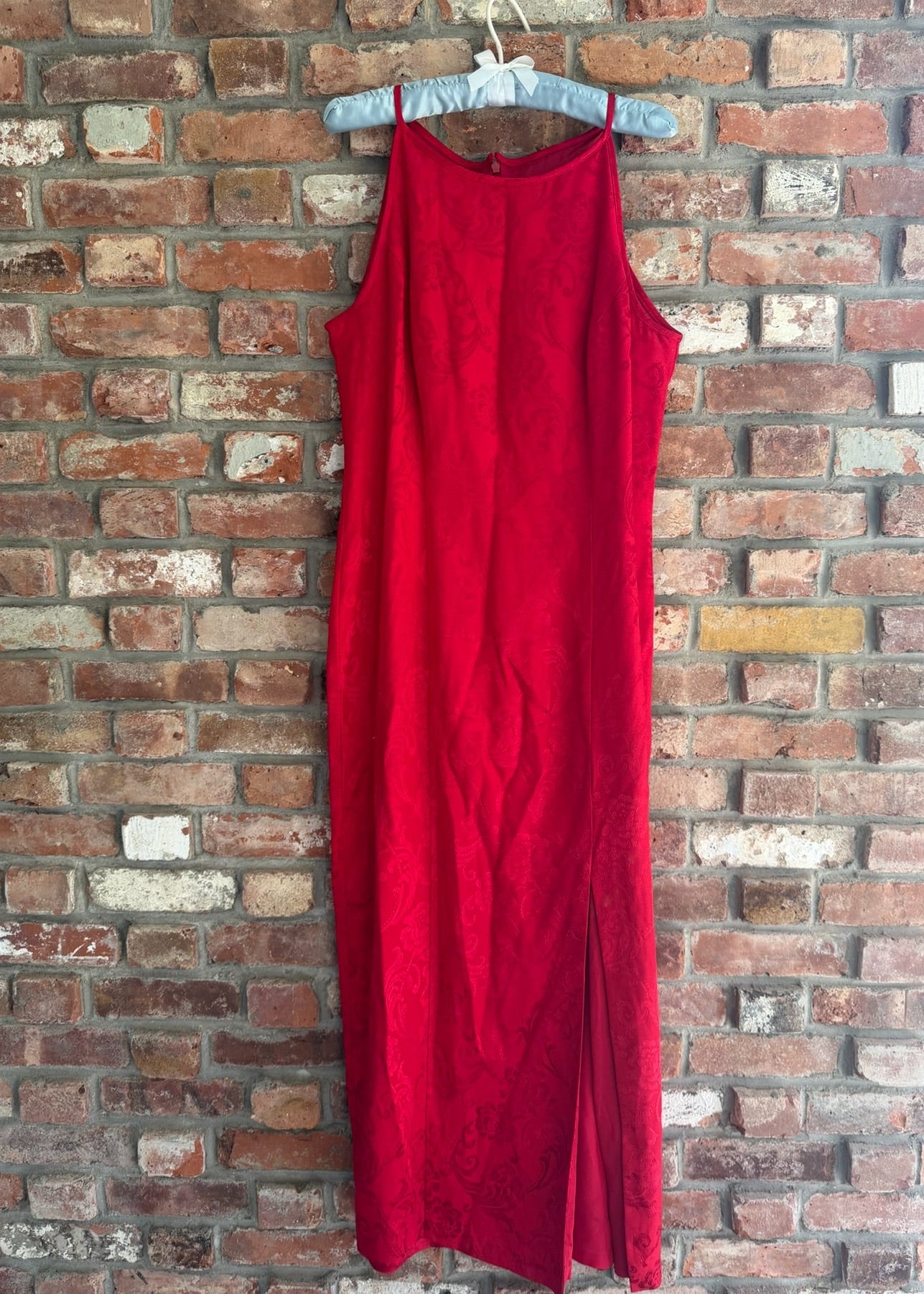 1990s Red Jacquard Long Dress