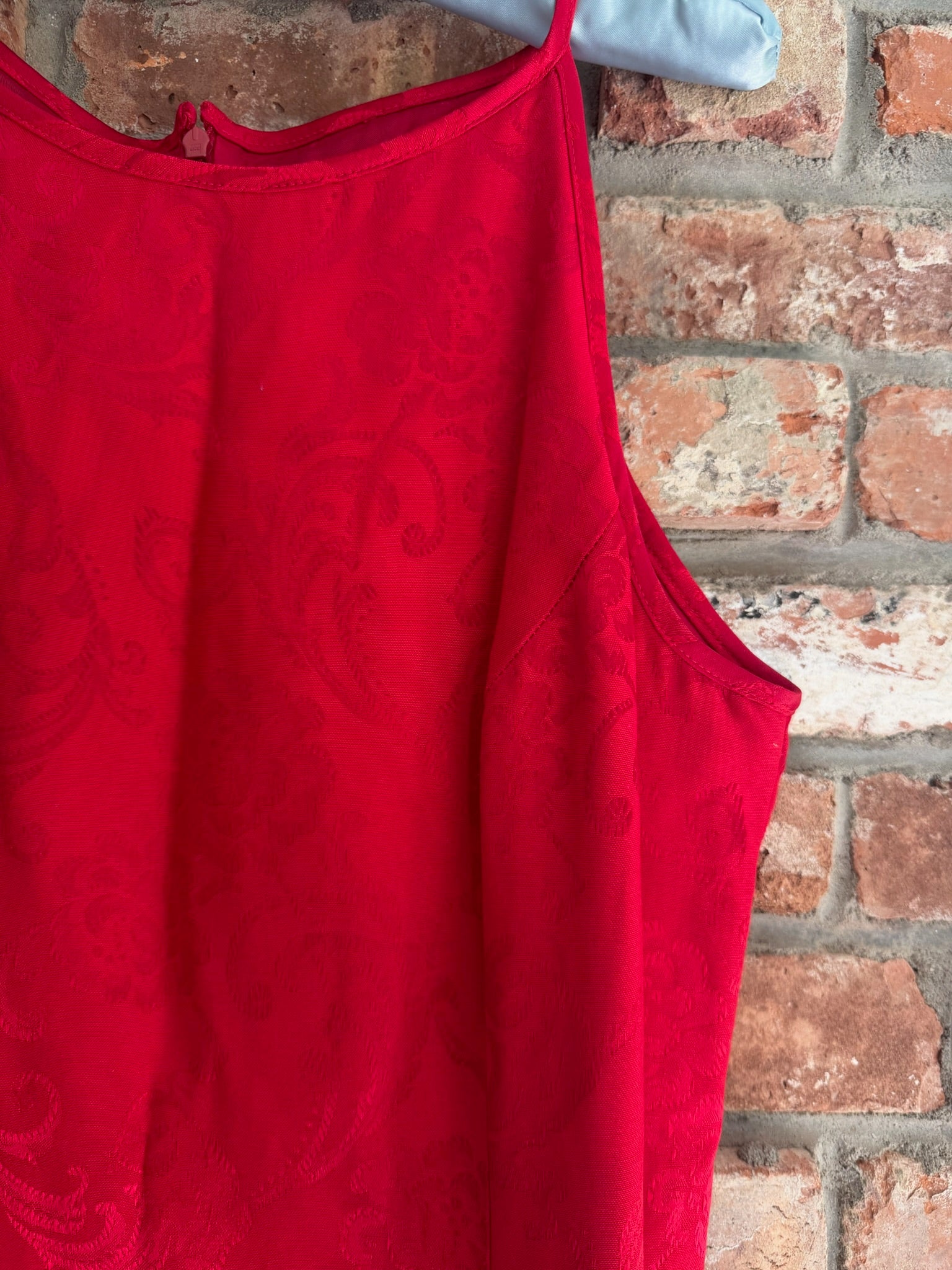 1990s Red Jacquard Long Dress