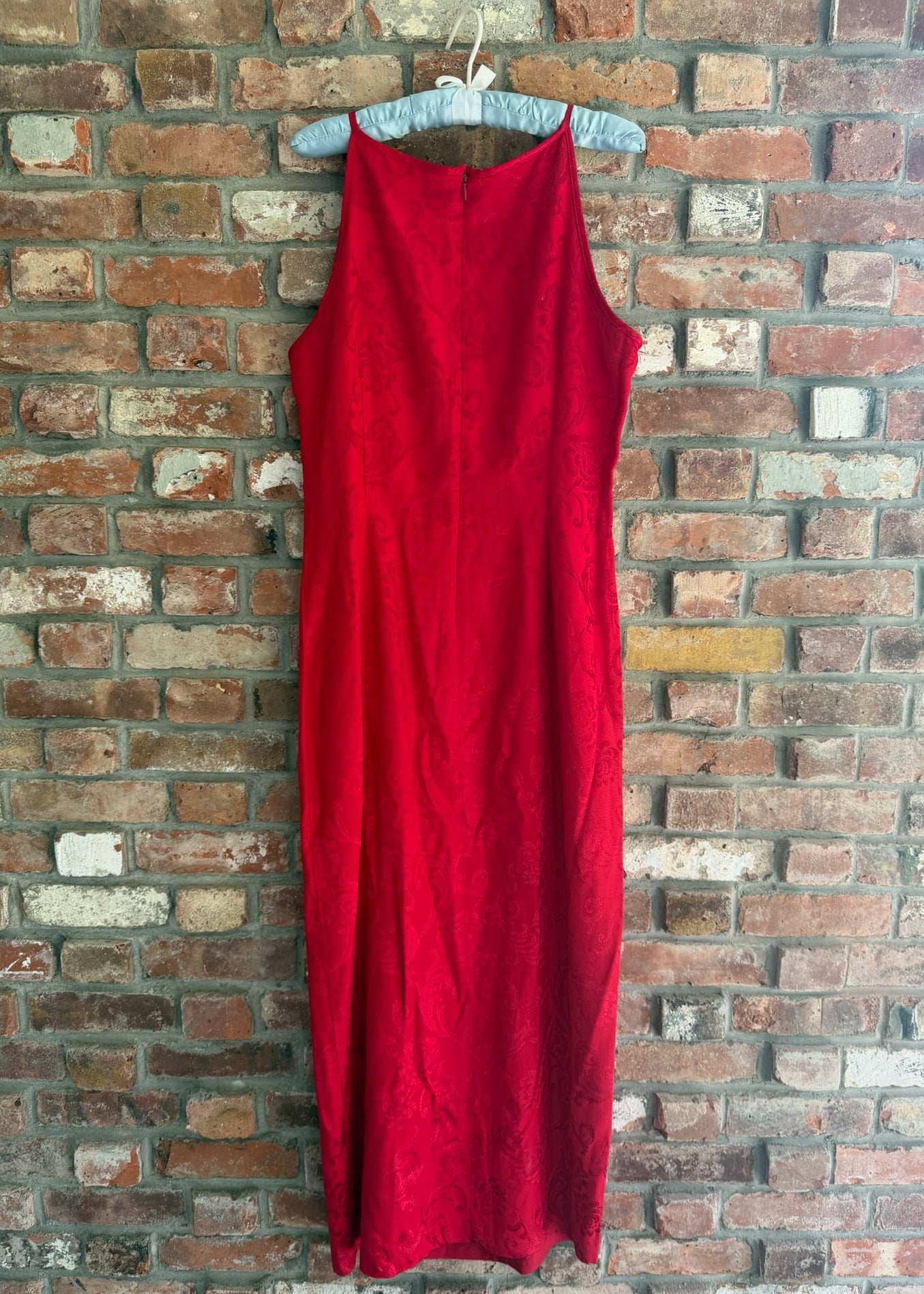 1990s Red Jacquard Long Dress
