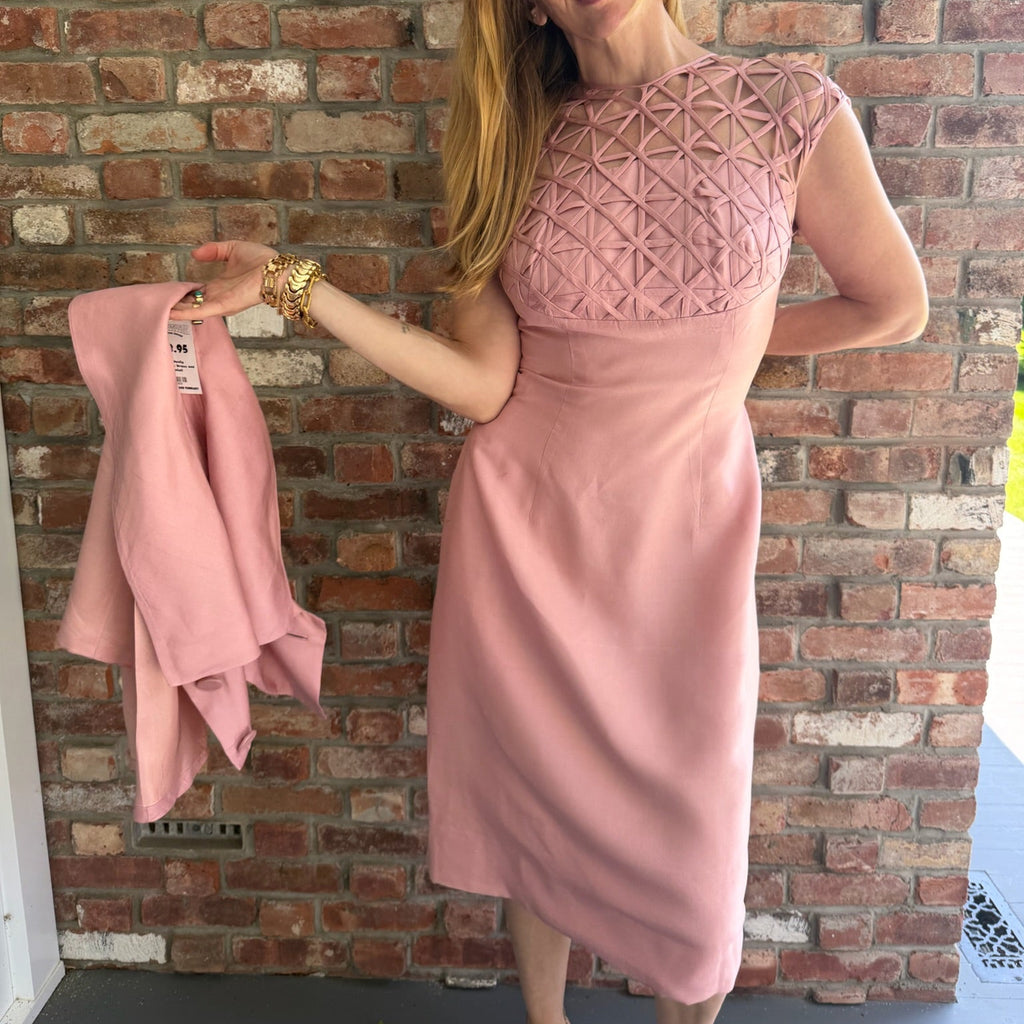Late 1980s to Early 1990s Light Mauve Dress with Matching Jacket