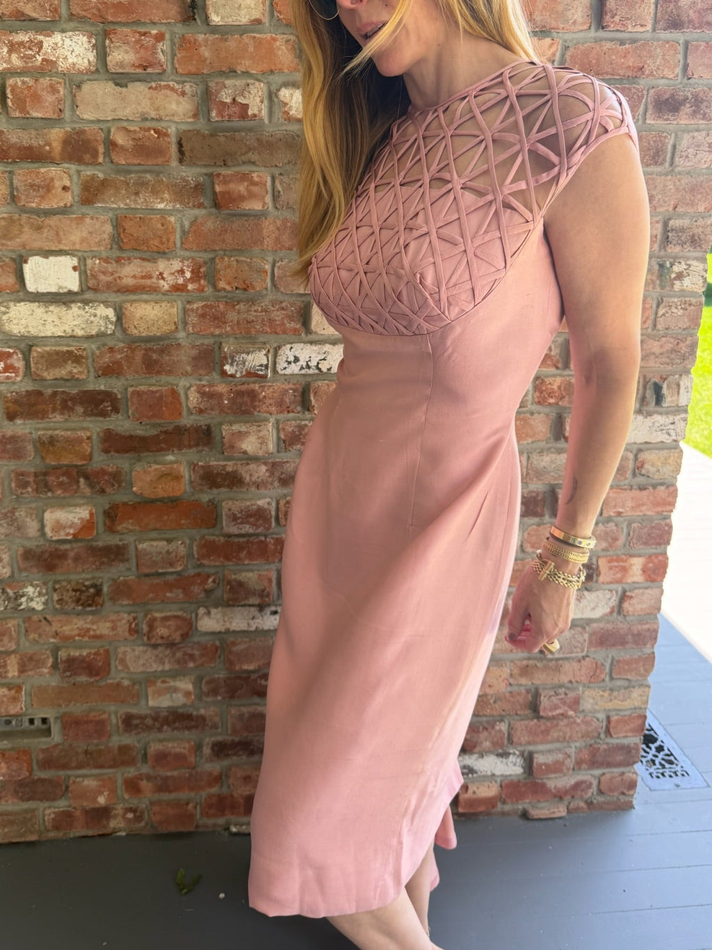 Late 1980s to Early 1990s Light Mauve Dress with Matching Jacket