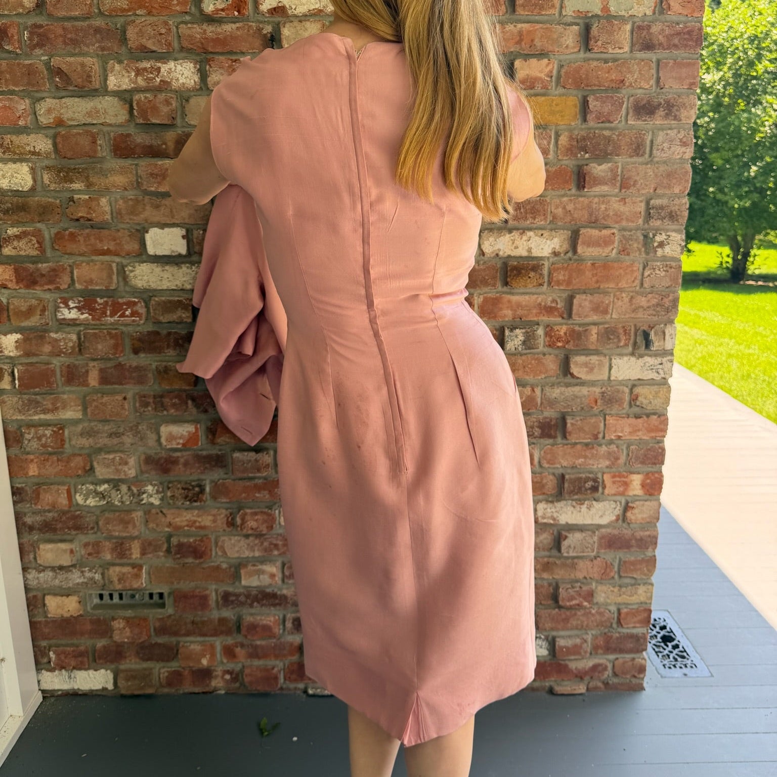 Late 1980s to Early 1990s Light Mauve Dress with Matching Jacket