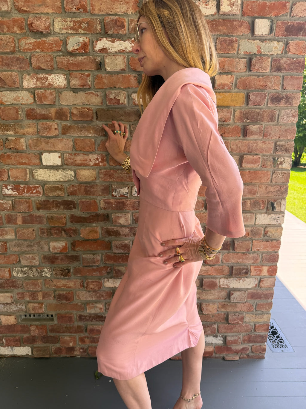 Late 1980s to Early 1990s Light Mauve Dress with Matching Jacket