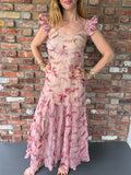 1930s Blush Embroidered Sheer Maxi Dress