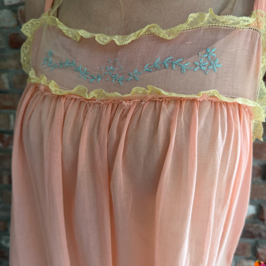 1920s - 1930s Peach Sheer Teddy Romper