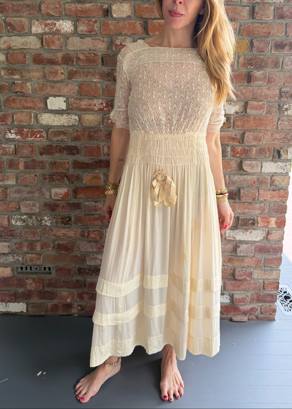 1930s Ivory Lace Maxi Dress