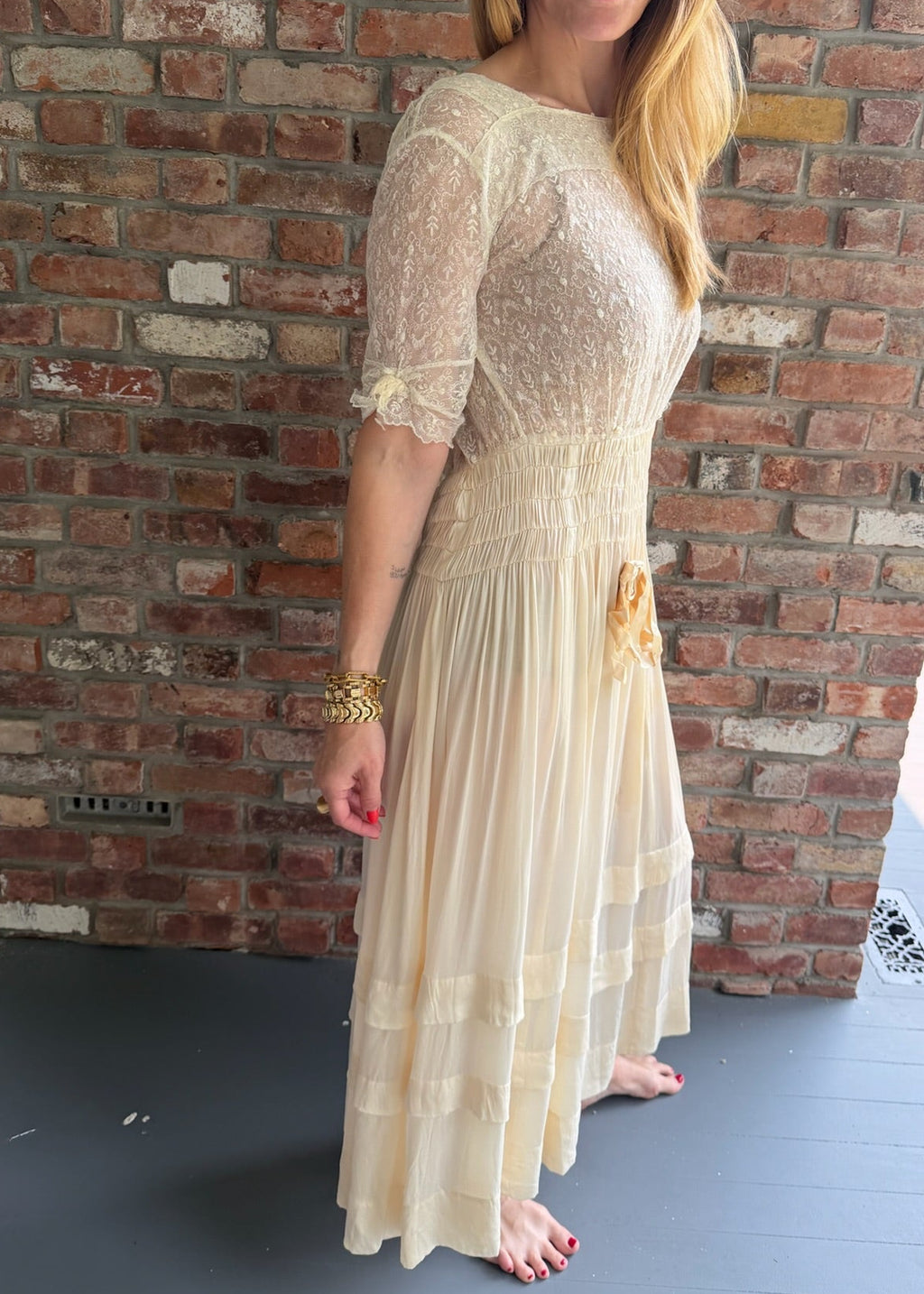 1930s Ivory Lace Maxi Dress