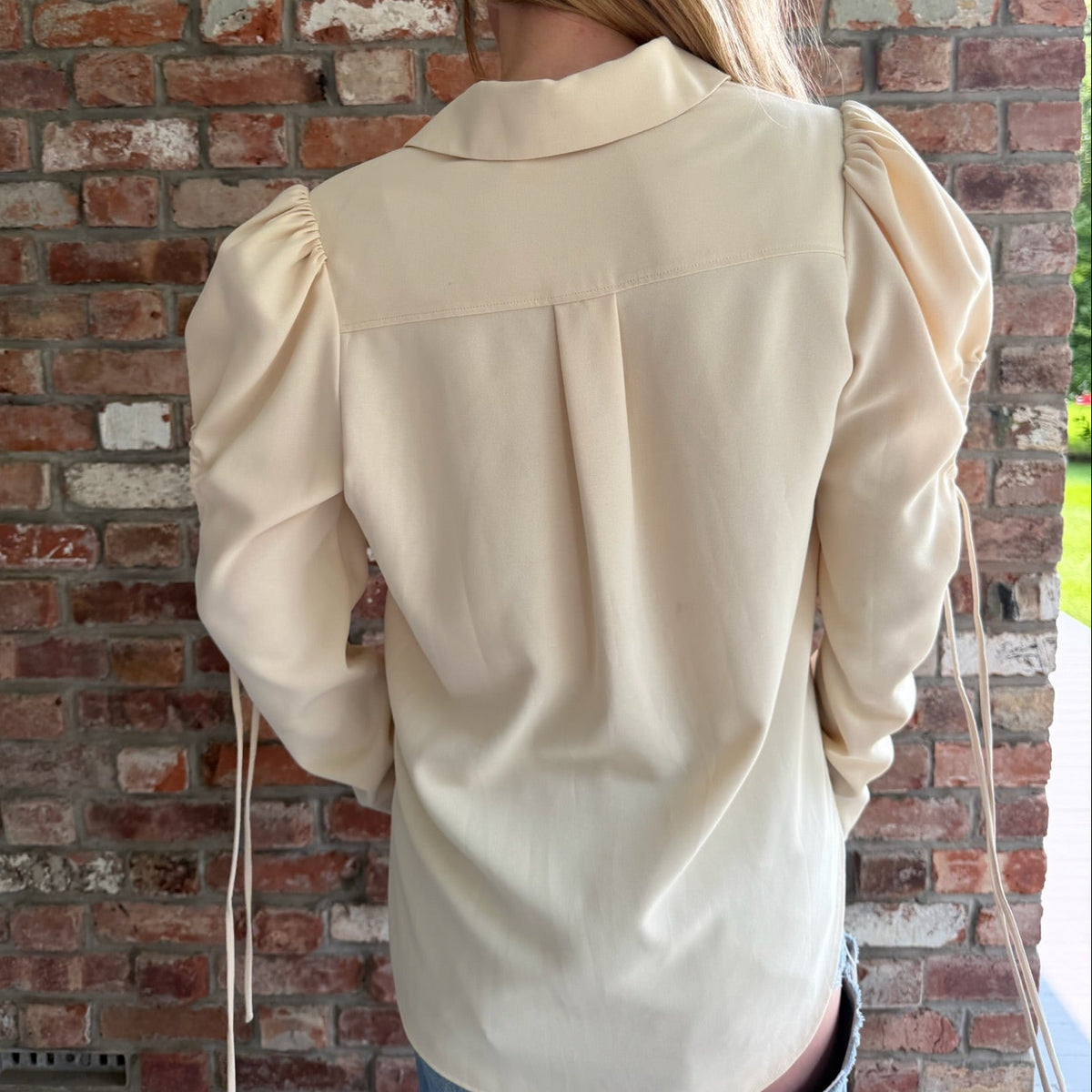 2000s See by Chloé Cream Cutout Puff Sleeve Blouse