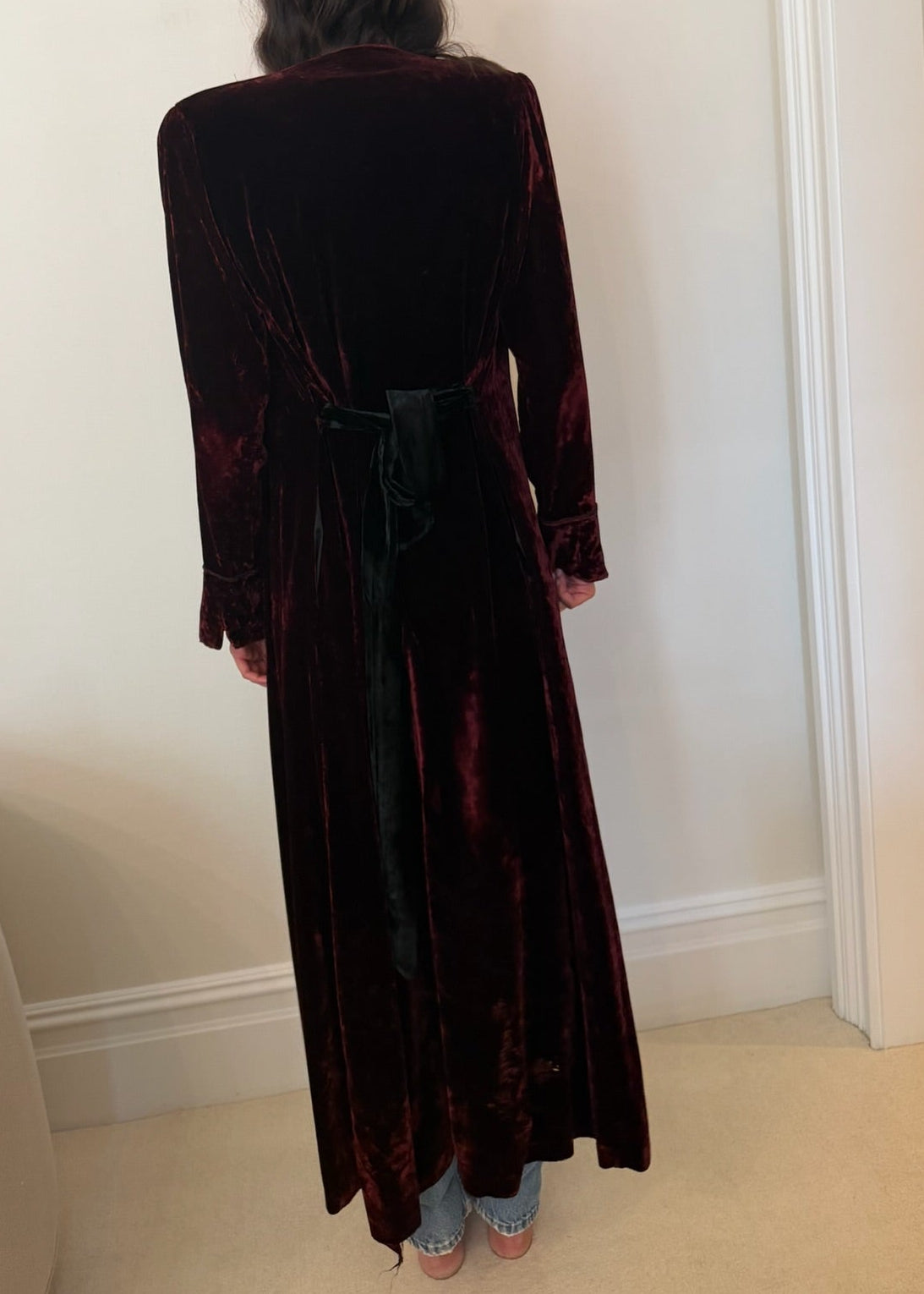 1980s Burgundy Velvet Duster