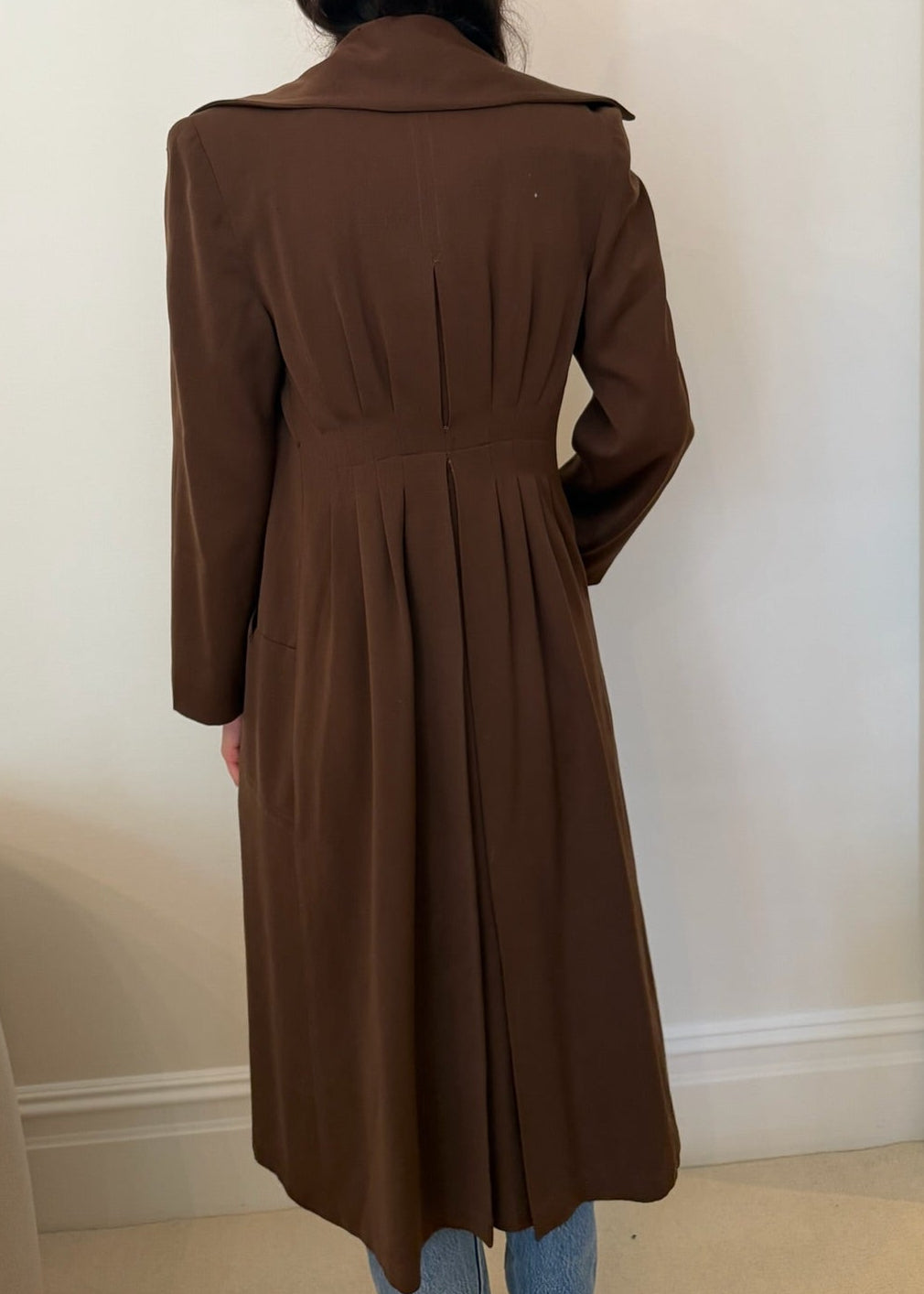 1970s-1980s Chocolate Brown Double Breasted Duster