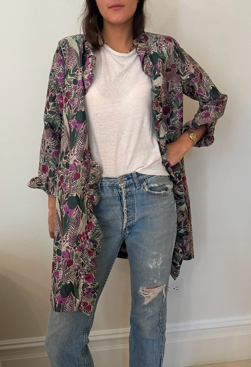 2000s Abstract Floral Ruffle Duster