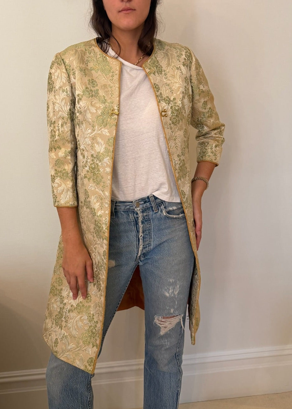 1960s Floral Brocade Duster